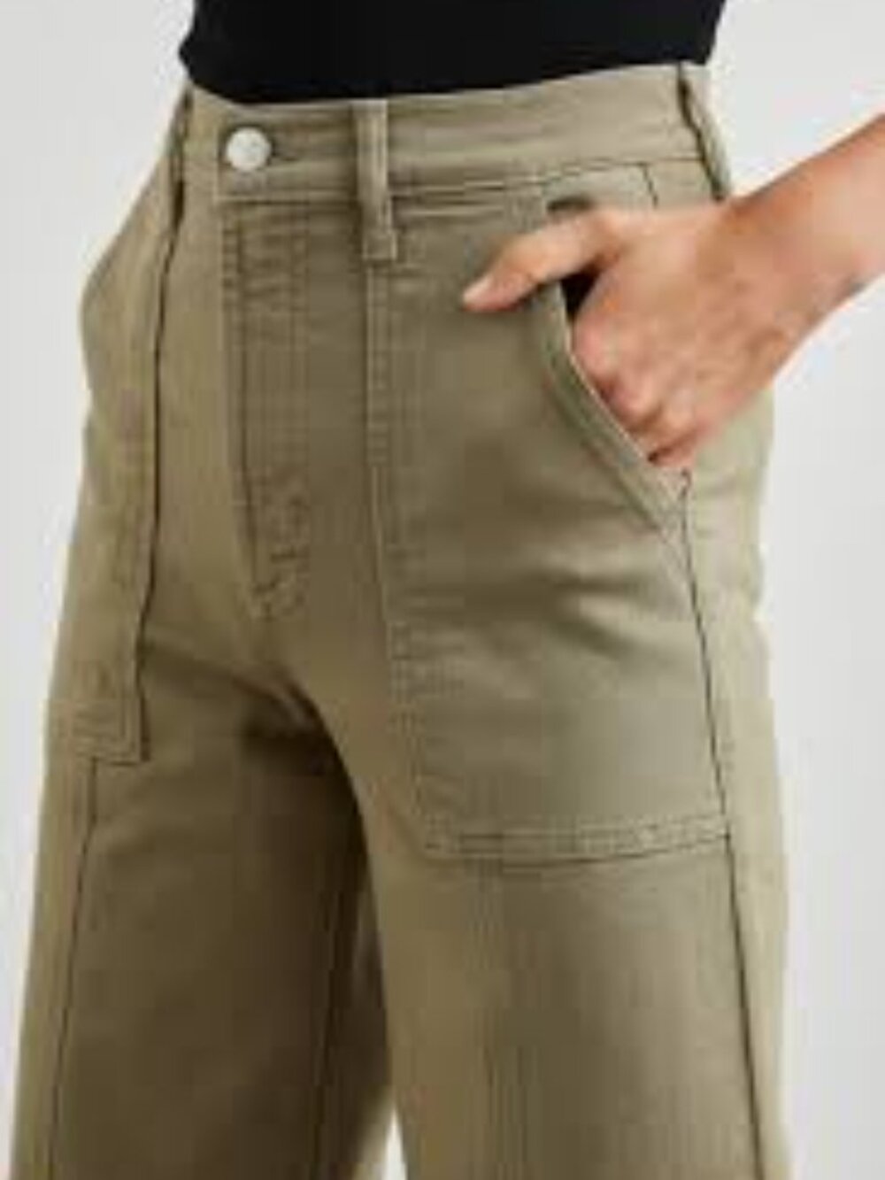 a new day Olive Green Women's Utility Stretch Chinos Straight Leg Size 4 Cargos